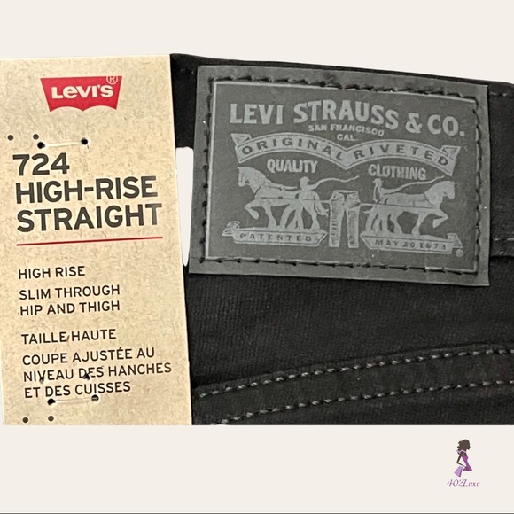Levi’s 724 High Rise Straight Black Stretch Jeans - Picture 9 of 10